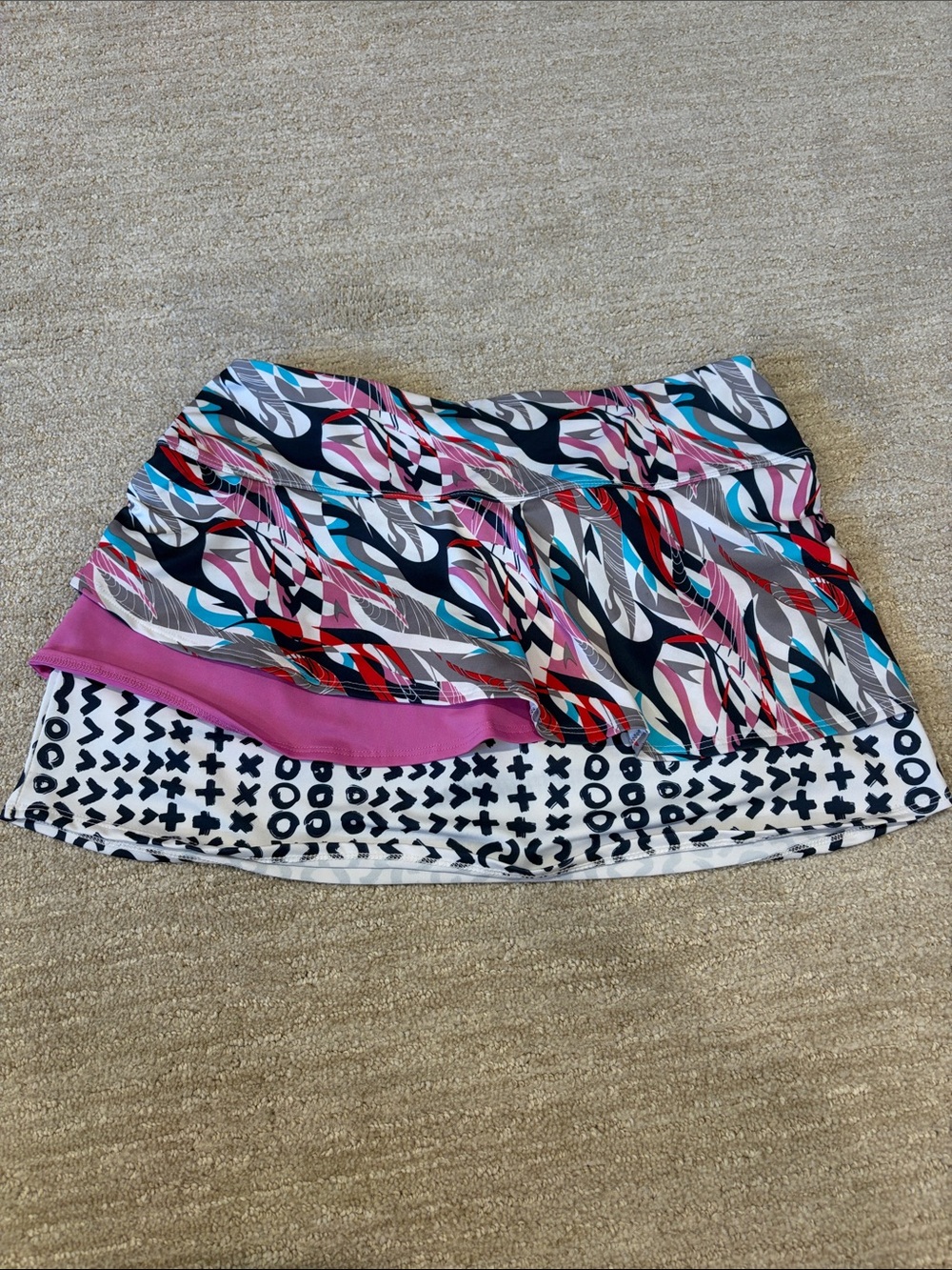 bolle Multi-Print Active Skort with Pink Trim